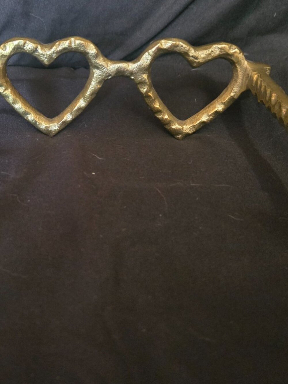 Gold Heart Shaped Eyeglasses Figurine Sculpture Modern Tabletop Shelf Decor - Picture 4 of 4